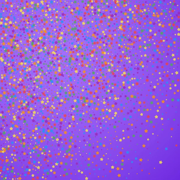 Confeti festivo. Estrellas de celebración. Arco iris brigh — Vector de stock