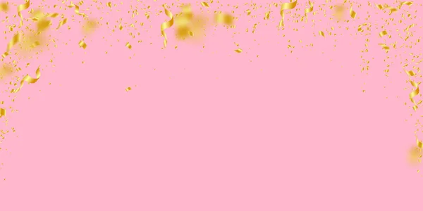 Streamers en confetti. Gouden klatergoud en folie ribbo — Stockvector
