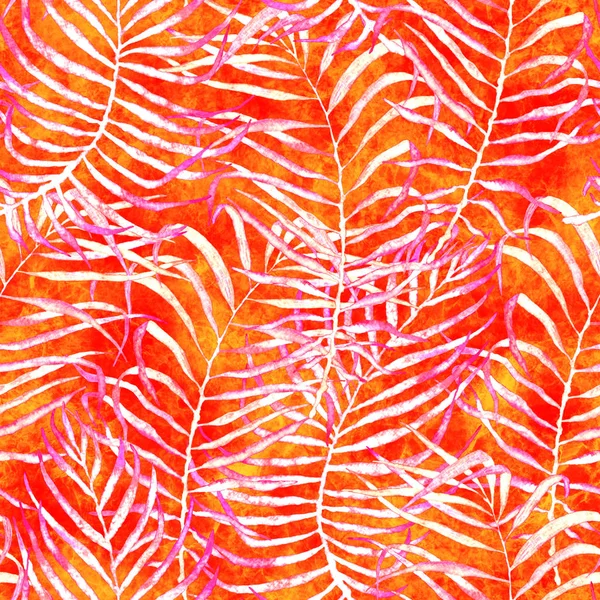 Tropische naadloze patroon. Aquarel verwarde palm — Stockfoto