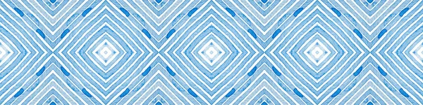 青いシームレスな境界スクロール。幾何学的水彩画 — ストック写真
