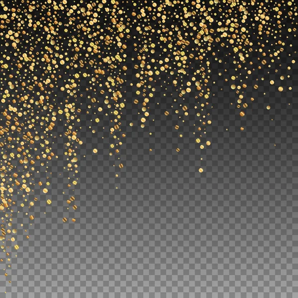 Arany konfetti luxus pezsgő konfetti. Szétszórva — Stock Vector