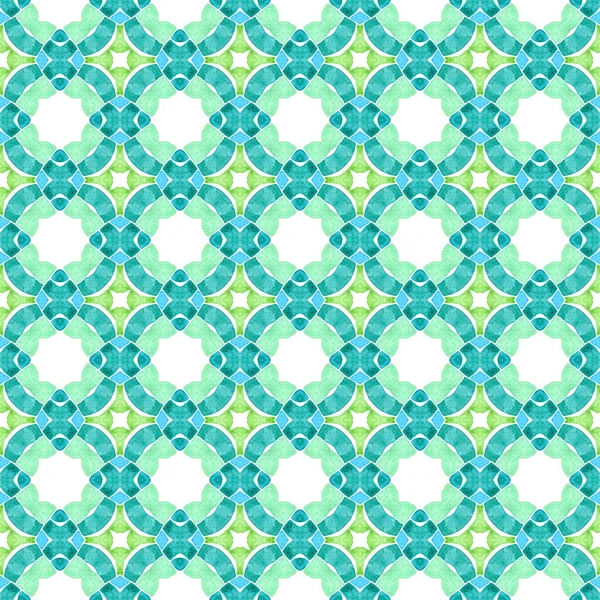 Acuarela ikat repitiendo borde del azulejo. Verde —  Fotos de Stock