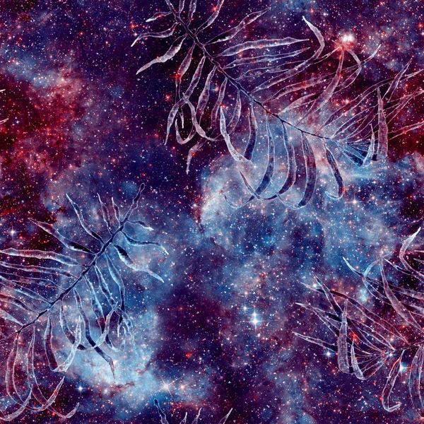 Tropical seamless pattern.  Violet galaxy