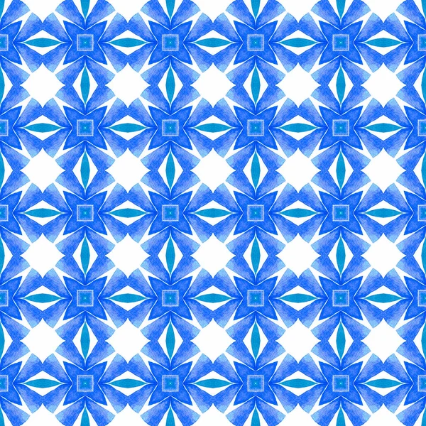 Ikat herhaalt zwemkleding ontwerp. Blauw prachtig — Stockfoto