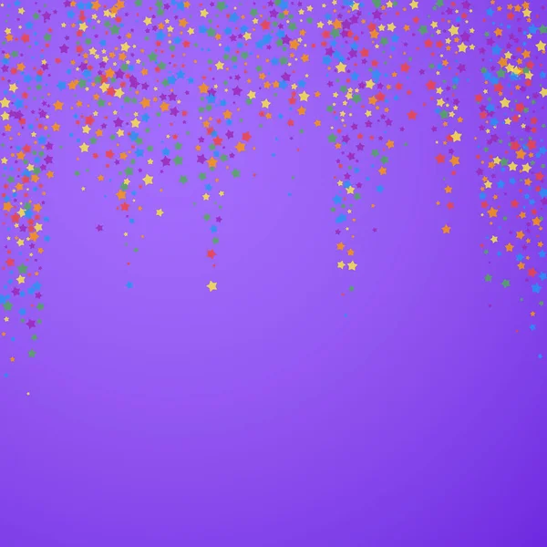 Confeti festivo. Estrellas de celebración. Arco iris brigh — Vector de stock