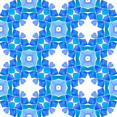 Egzotik, pürüzsüz desen. Mavi büyük boho şıklığı 