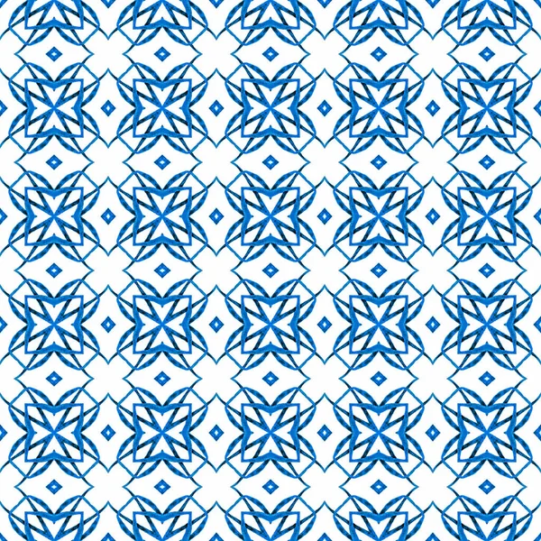 Medaillon naadloos patroon. Blauwe smetteloze boho — Stockfoto