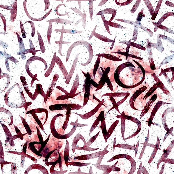 Letters seamless pattern. Red universe 