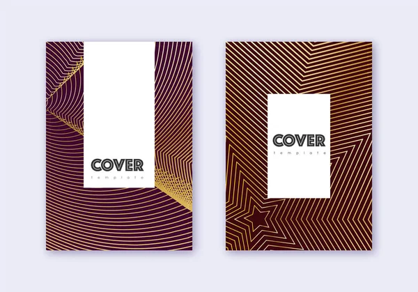 Conjunto de modelos de design de capa de Hipster. Ouro abstrato l —  Vetores de Stock