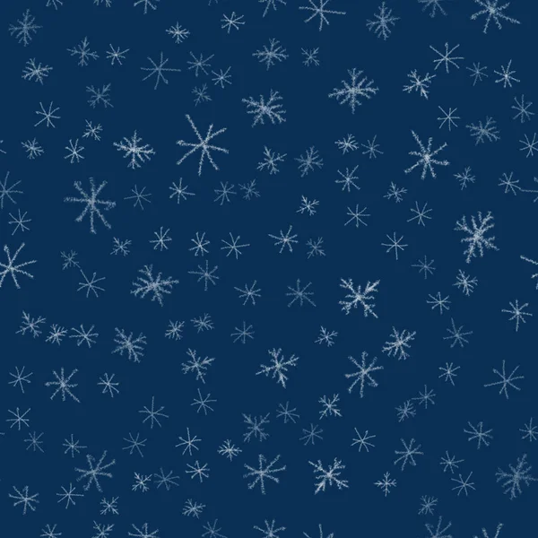 Hand Drawn white Snowflakes Christmas Seamless Pat — Stock Photo, Image