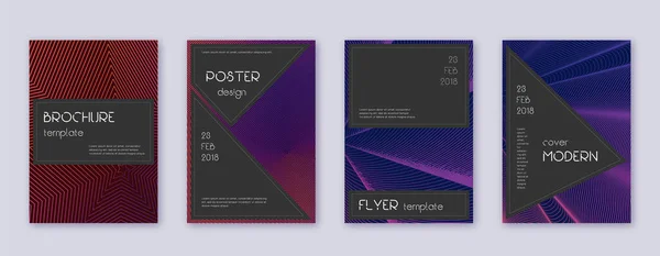 Conjunto de plantillas de diseño de folleto negro. Abstrac violeta — Vector de stock