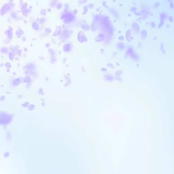 Pétalas de flores violetas a cair. Romântico exótico — Vetor de Stock
