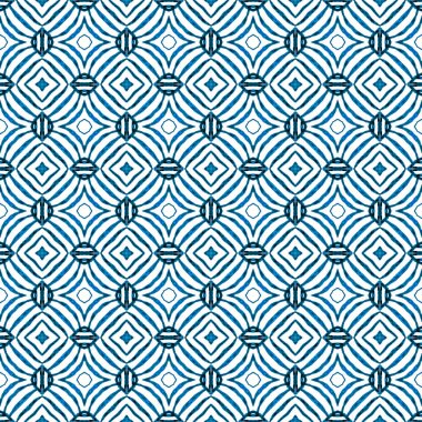 Etnik elle boyanmış desen. Mavi harika boho 