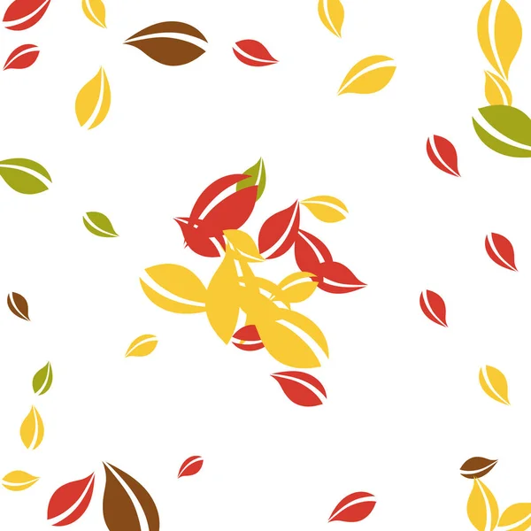 Hojas de otoño cayendo. Rojo, amarillo, verde, marrón c — Vector de stock