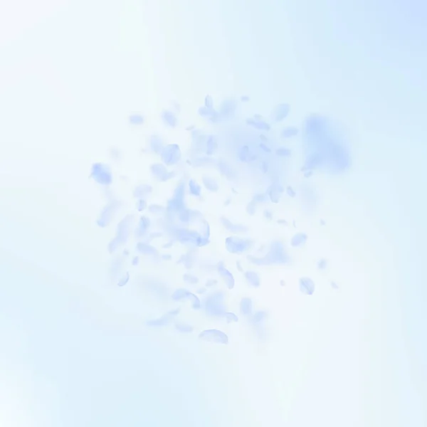 Light blue flower petals falling down. Delightful — Stock Vector