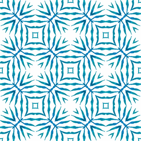 Acuarela ikat repitiendo borde del azulejo. Azul. — Foto de Stock