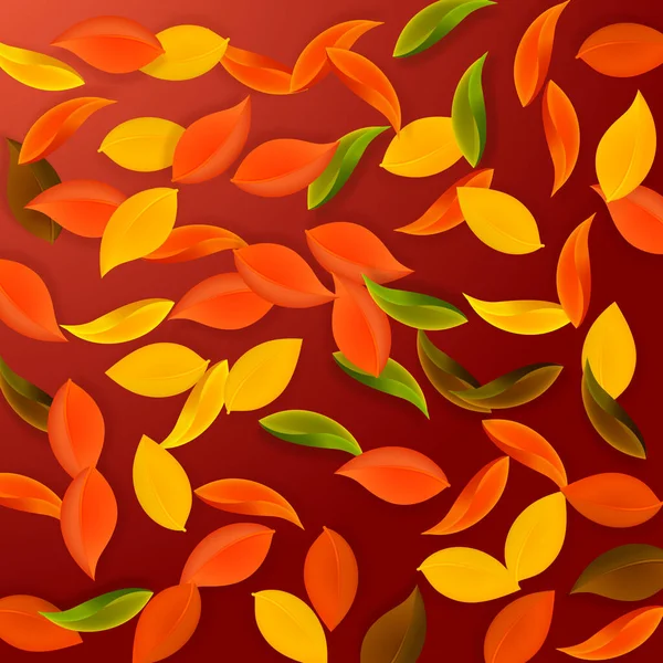 Падающие осенние листья. Красный, желтый, зеленый, коричневый n — стоковый вектор