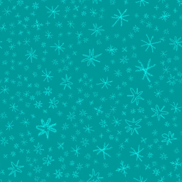 Copos de nieve azules dibujados a mano Christmas Seamless Patt —  Fotos de Stock