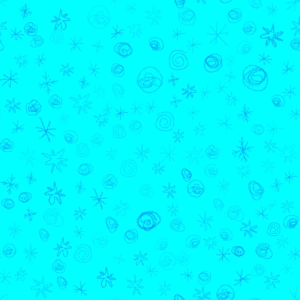Handgezeichnete blaue Schneeflocken Weihnachten nahtlose Patt — Stockfoto
