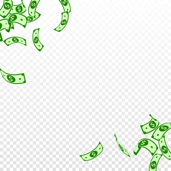 Американські доларові банкноти падають. Плаваючі рахунки USD — стоковий вектор