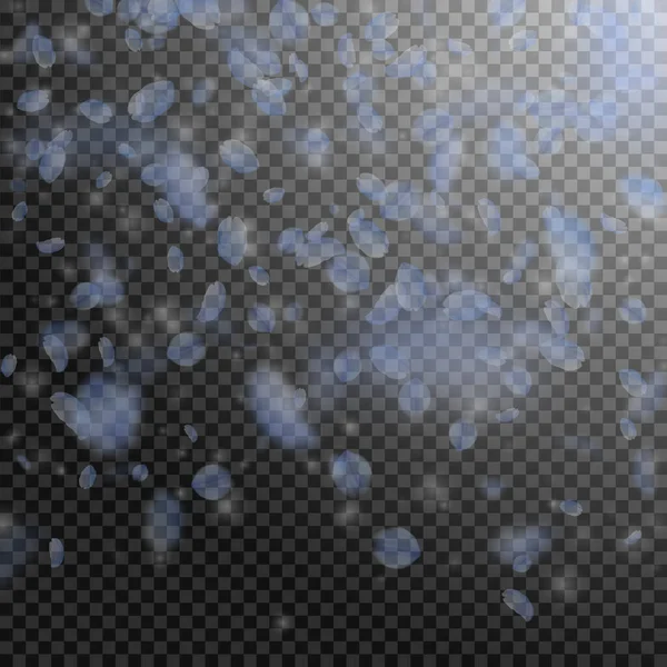 Pétalos de flor azul claro cayendo. Dramático ro — Archivo Imágenes Vectoriales