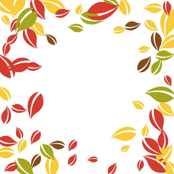 Feuilles d'automne tombantes. Rouge, jaune, vert, brun c — Image vectorielle