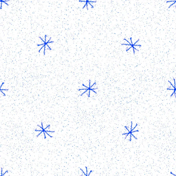 Copos de nieve azules dibujados a mano Christmas Seamless Patt —  Fotos de Stock