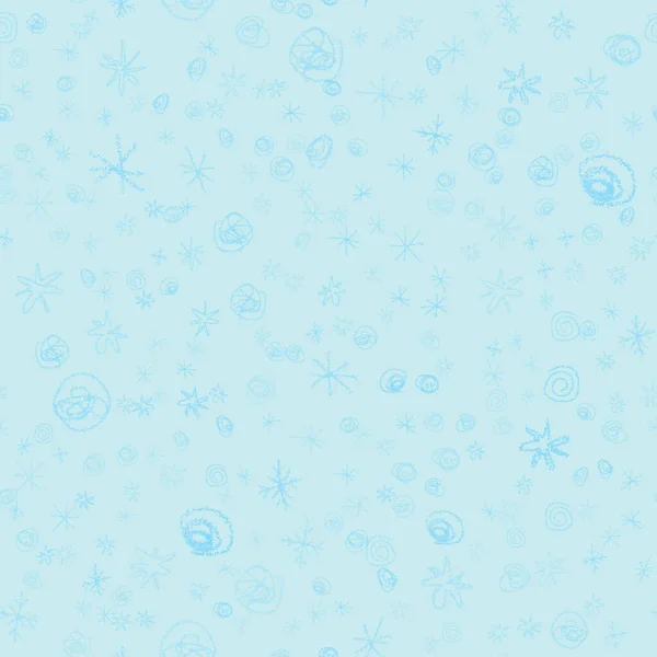 Patt senza cuciture di Natale dei fiocchi di neve blu disegnati a mano — Foto Stock