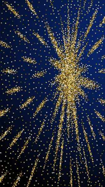 Goldene Dreiecke glitzern luxuriös funkelndes Konfetti. — Stockvektor