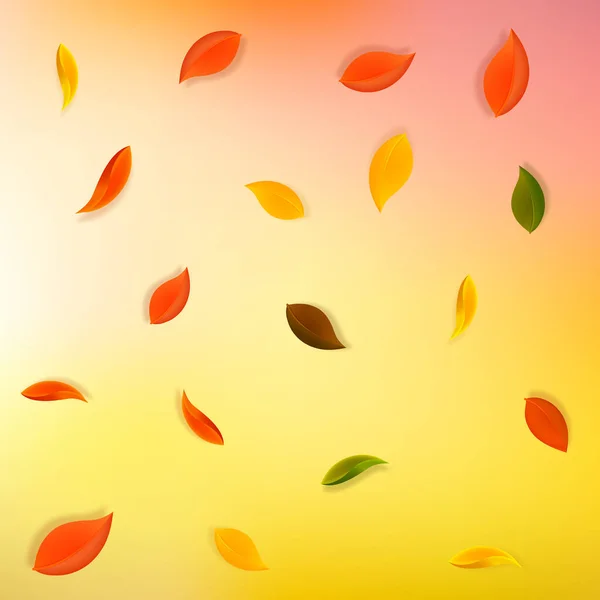 Feuilles d'automne tombantes. Rouge, jaune, vert, brun n — Image vectorielle