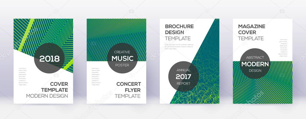 Modern brochure design template set. Green abstrac