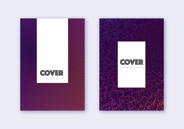 Hipster cover design template set. Violet abstract — Stock Vector