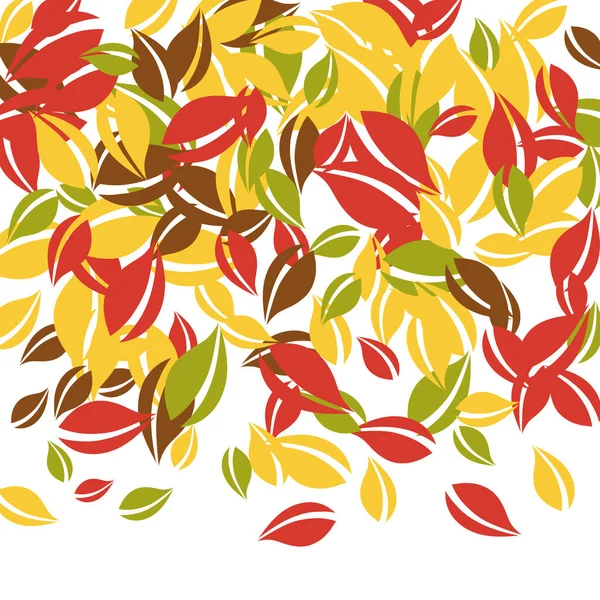 Hojas de otoño cayendo. Rojo, amarillo, verde, marrón c — Archivo Imágenes Vectoriales