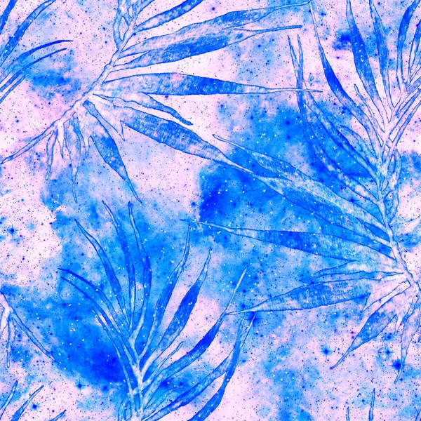 Exotic seamless pattern. Blue galaxy background. 
