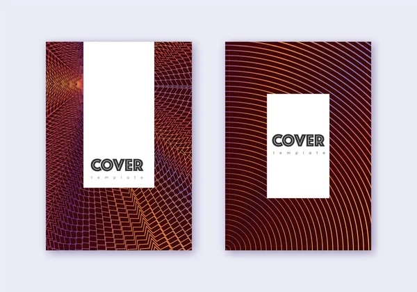 Set di modelli di design per cover Hipster. Arancione astratto — Vettoriale Stock