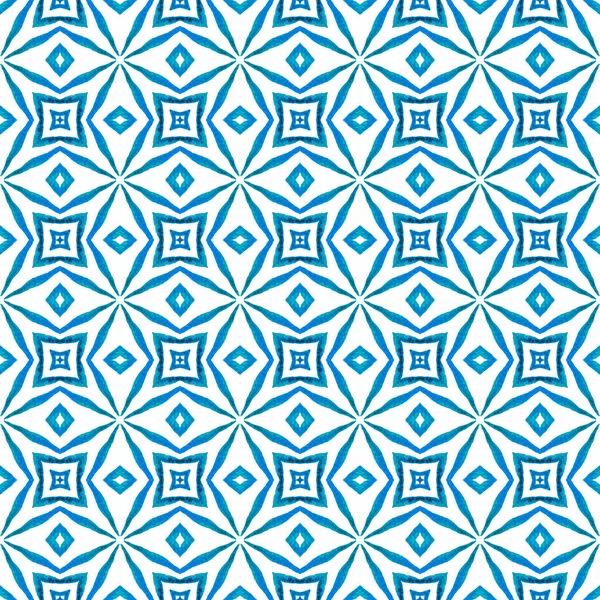 Exotisch naadloos patroon. Blauwe smetteloze boho — Stockfoto