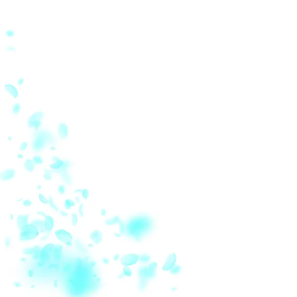 Pétales de fleurs turquoise tombant. Brillant ro — Image vectorielle