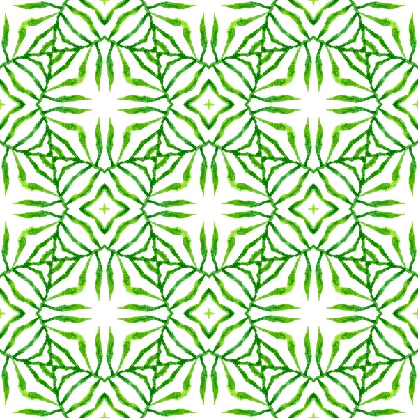 Ethnic hand painted  pattern. Green uncommon boho — Stock Photo, Image