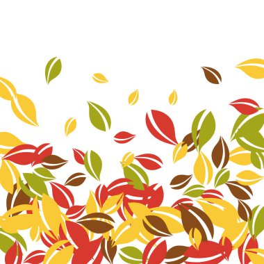 Sonbahar yaprakları dökülüyor. Kırmızı, sarı, yeşil, kahverengi c