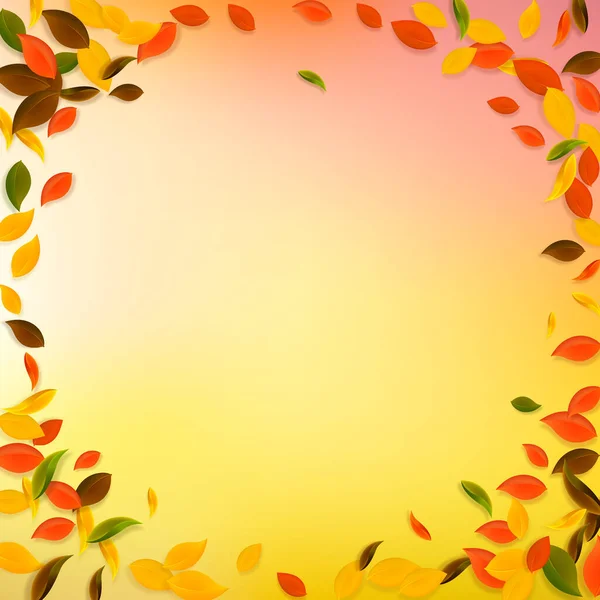 Falling autumn leaves. Red, yellow, green, brown c — Stock Vector