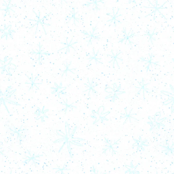 Copos de nieve azules dibujados a mano Christmas Seamless Patt —  Fotos de Stock