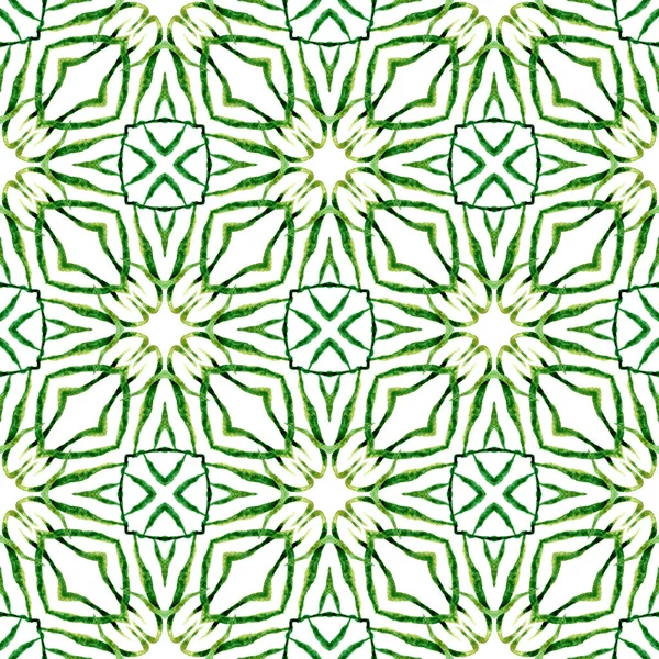 Watercolor ikat repeating tile border. Green — Stock Photo, Image