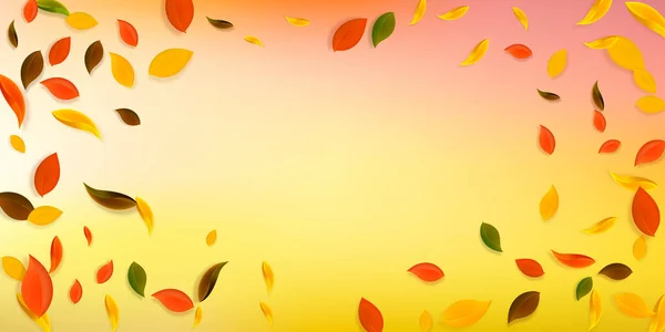 Padající podzimní listí. Červená, žlutá, zelená, hnědá c — Stockový vektor
