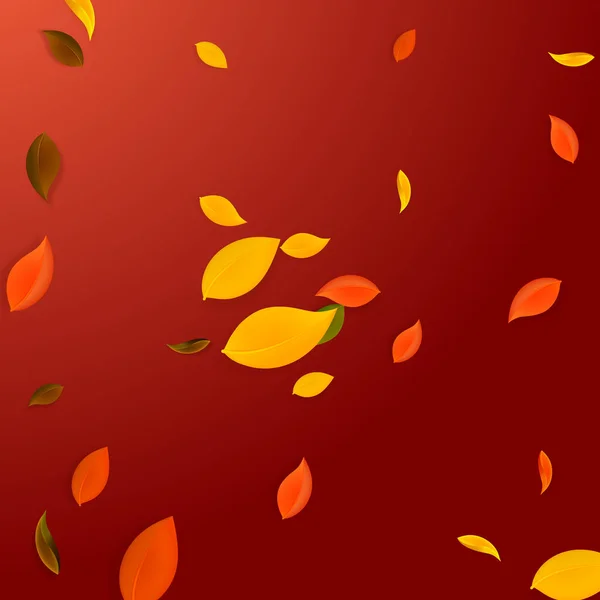 Feuilles d'automne tombantes. Rouge, jaune, vert, brun c — Image vectorielle