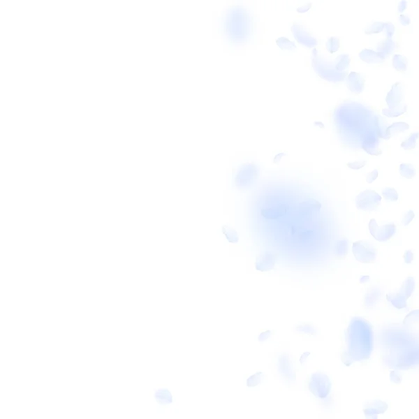 Lichtblauwe bloemblaadjes vallen naar beneden. Delicaat ro — Stockvector