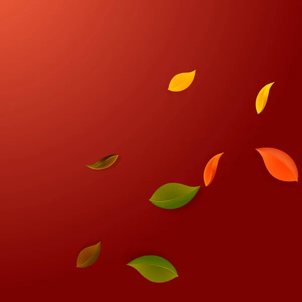 Vallende herfstbladeren. Rood, geel, groen, bruin n — Stockvector