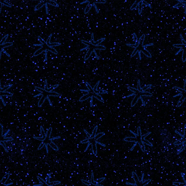 Copos de nieve azules dibujados a mano Christmas Seamless Patt — Foto de Stock