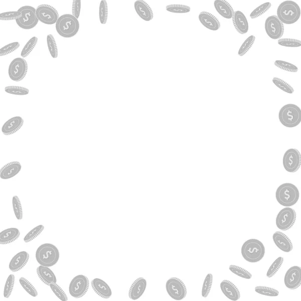Американские монеты падают. Черный и белый — стоковый вектор