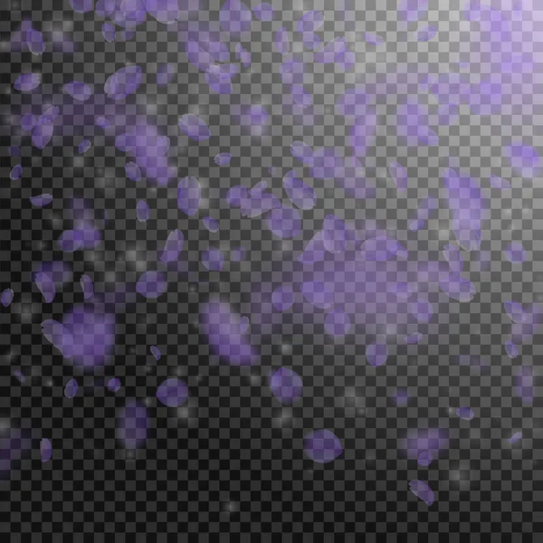 Лепестки фиолетовых цветов падают. Энергетический римлянин — стоковый вектор
