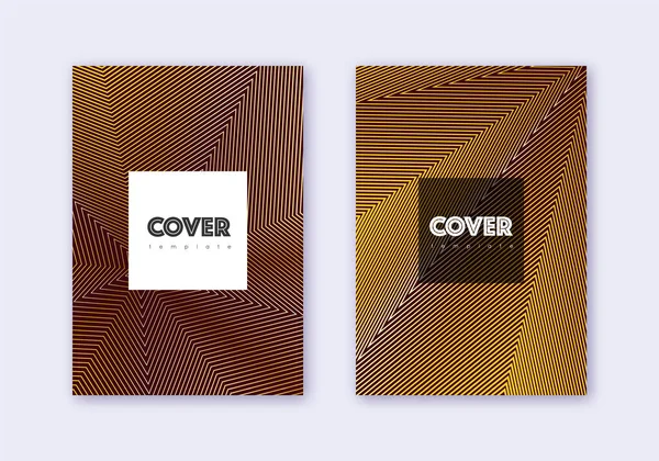 Hipster cover ontwerp template set. Goud abstract l — Stockvector